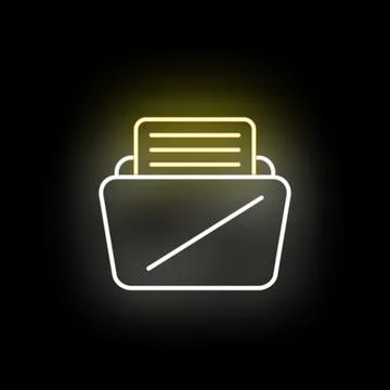 Digital folder icon storing document files in neon light 스톡 일러스트