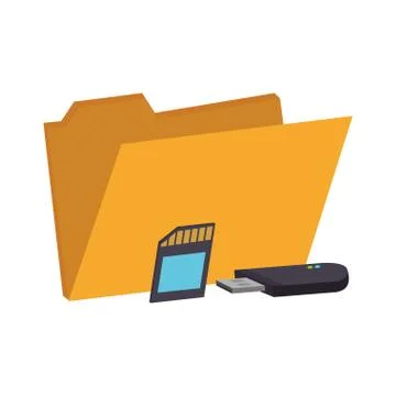 Digital folder with micro sd and usb 库存插图