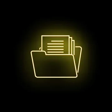 Digital folder showing online document organization neon icon Stockillustratie