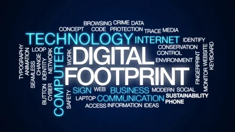 Digital footprint animated word cloud. Kinetic typography. Stock Footage 109134809