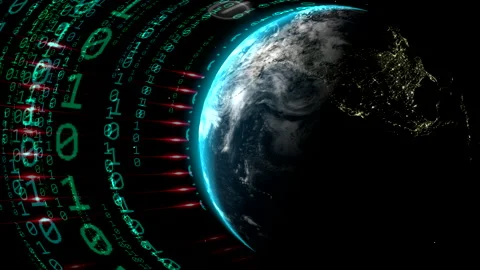 Digital footprint of the Earth. Data stream Stock Footage 167008413