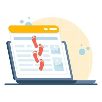 Digital footprint icon showing computer-based data tracking イラスト素材