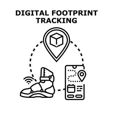 Digital footprint tracking cyber security concept Stock Illustration