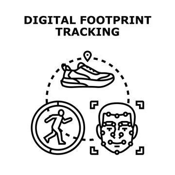 Digital footprint tracking user data privacy concept Stock Illustration