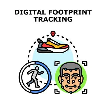 Digital footprint tracking user data privacy concept Stock Illustration