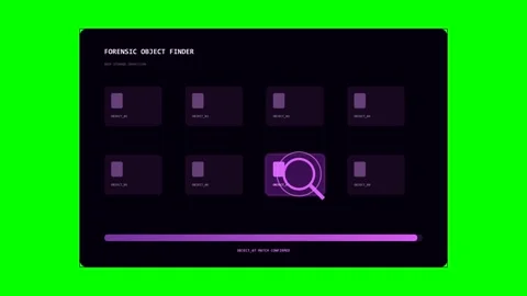 Digital forensic object finder software interface animation Vídeo Stock 346981875