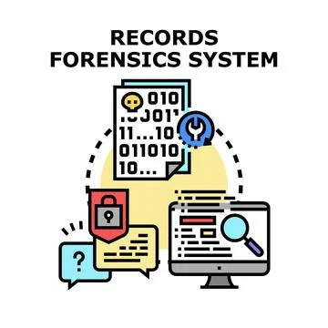 Digital forensics system investigating data security breach Stock Illustration