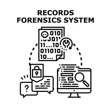 Digital forensics system investigating data security breach Stock Illustration
