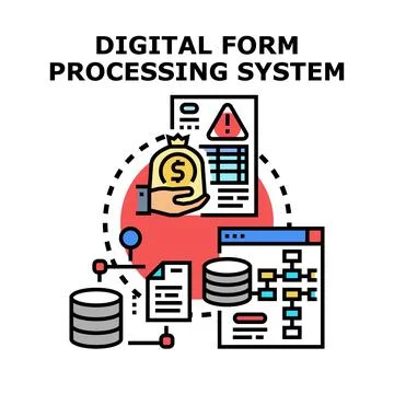 Digital form processing system managing data and finance Stock Illustration