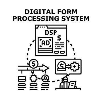Digital form processing system managing data and payments Stock Illustration