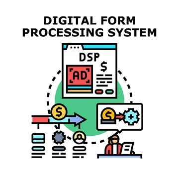 Digital form processing system managing data and payments Stock Illustration