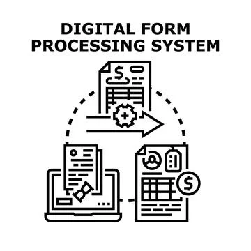 Digital form processing system managing workflow automation Stock Illustration