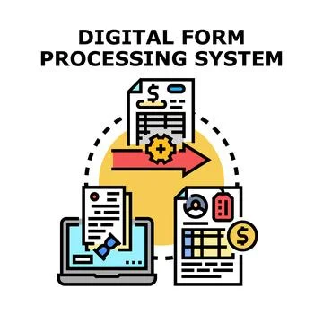 Digital form processing system managing workflow automation Stock Illustration
