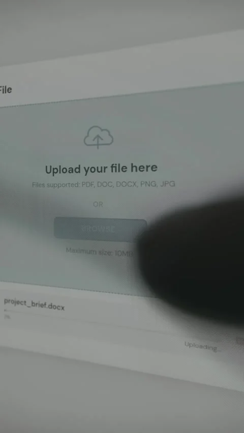 Digital form showing file upload field and user clicking Browse Stock Footage 333835572
