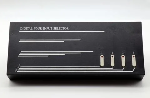 Digital four input selector. Vintage Technology isolated on white background Foto stock