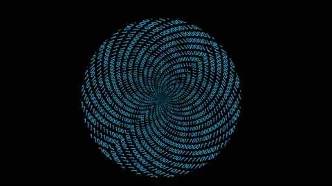 Digital fractal binary code on black background Stock Footage 144111392