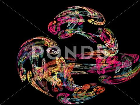 Digital fractal on black Stock Illustration