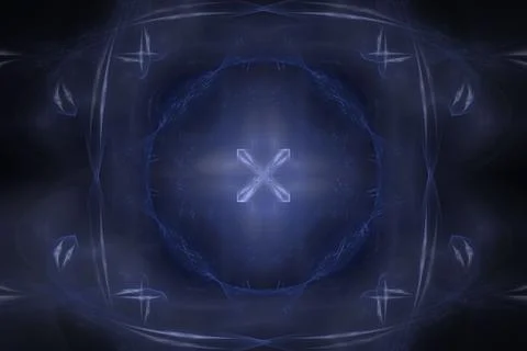 Digital Fractal Render Exquisite Dynamic flowing blue lines of energy showing ro Stock Illustration
