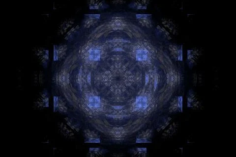 Digital Fractal Render Exquisite Dynamic flowing blue lines of energy showing ro イラスト素材