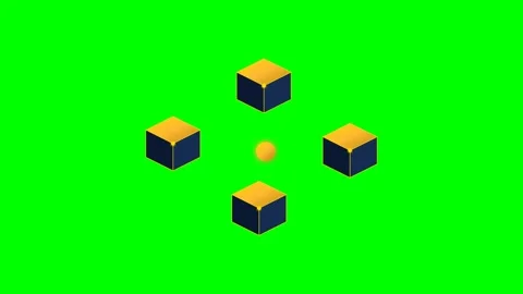 Digital Fractional Asset Tokenization Cube Midnight Blue and Gold Split Motio Видео 346006914