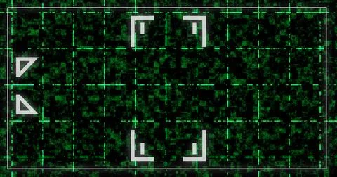 Digital frame border box with decorative geometric signs technology bg. Hud.. イラスト素材
