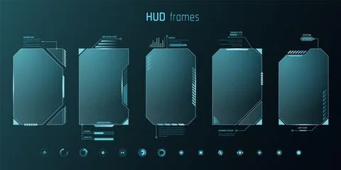 Digital frame. Game HUD interface. Tech video border or UI future screen box. イラスト素材