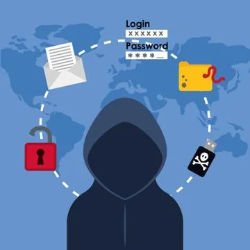 Digital fraud and hacking design Illustrazione stock