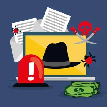 Digital fraud and hacking design Illustrazione stock