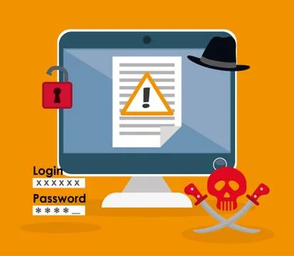 Digital fraud and hacking design Illustrazione stock