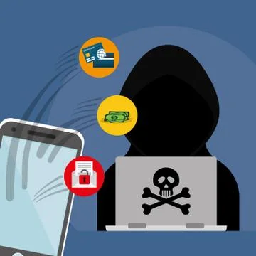 Digital fraud and hacking design Illustrazione stock
