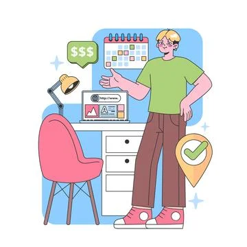 Digital freelancer setup. Flat vector illustration Stock Illustration