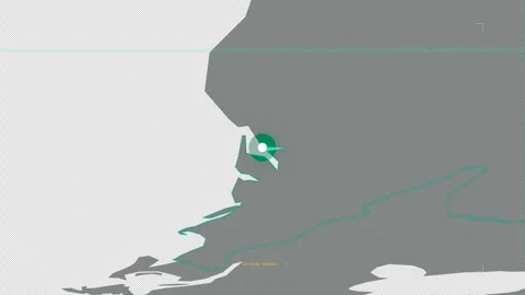 Digital Frontier Border Scan Map - 16:9 Stock Footage 331709674