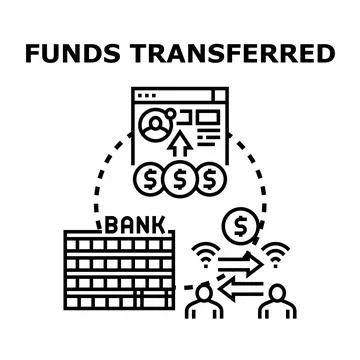 Digital funds transferring money between bank accounts Stock Illustration