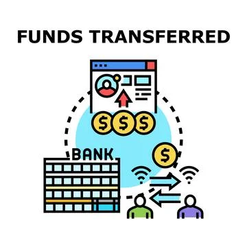 Digital funds transferring money between bank accounts Stock Illustration