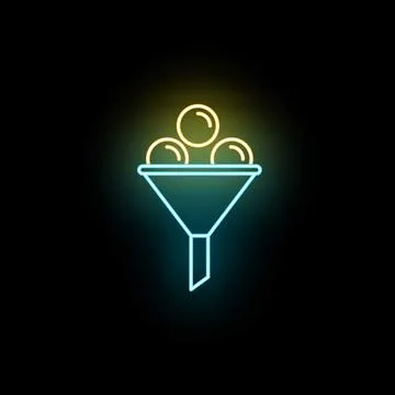 Digital funnel processing data balls neon sign Illustrazione stock