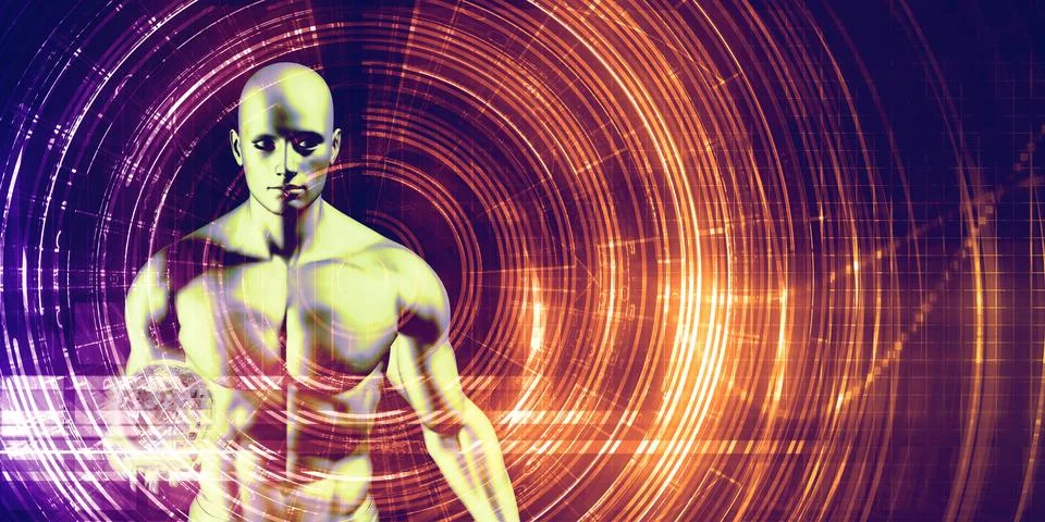Digital Future Intelligence and Virtual Human Interface 스톡 일러스트