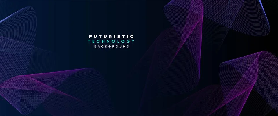 Digital Future Technology Banner Abstract Purple and Blue Waving Line Background Stock Illustration