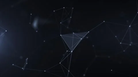 Digital futuristic background featuring intertwined lines, dots, and triangle Stock Footage 317811245