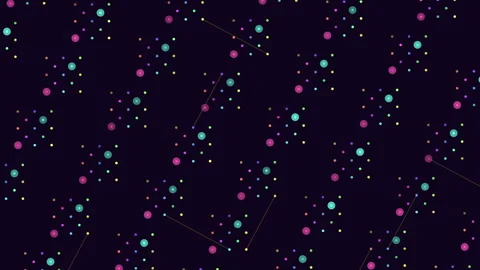 Digital futuristic cubes pattern with rainbow glitters on black gradient Stock Footage 245555530
