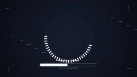 Digital futuristic data graph showing decline on dark blue screen with HUD .. Stock Footage 348424041