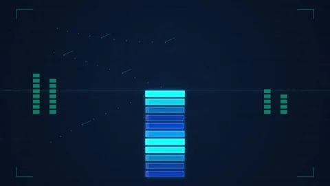 Digital Futuristic Equalizer Bar Graph Animation with Blue Glow on Dark Bac.. Stock Footage 346660372