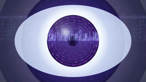 Digital futuristic eye with binary code iris representing artificial 動画素材 341833294