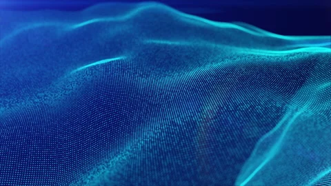 Digital Futuristic Flowing Particles Waves Stock Footage 153479941