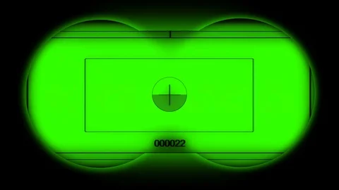 Digital futuristic glitching binocular view over green V5 Video stock 71307956