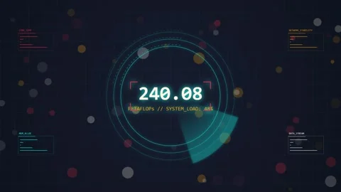 Digital Futuristic HUD Interface with Data Visualization and Glowing Numbers Stock Footage 348414996