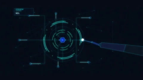 Digital futuristic hud interface with radar scanner, data flow, telemetry m.. Stock Footage 348329282