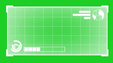 Digital futuristic hud interface with spinning globe and loading bar green scree Stock Footage 329964579