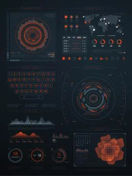 Digital futuristic hud virtual interface. Vector technology screen with data Stock Illustration