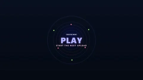 Digital Futuristic Interface Glowing Concentric Rings Play Button Animation Stock Footage 332695155