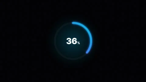 Digital Futuristic Loading Circle, Glowing Neon Percentage Progress Indicator Stock Footage 344425832